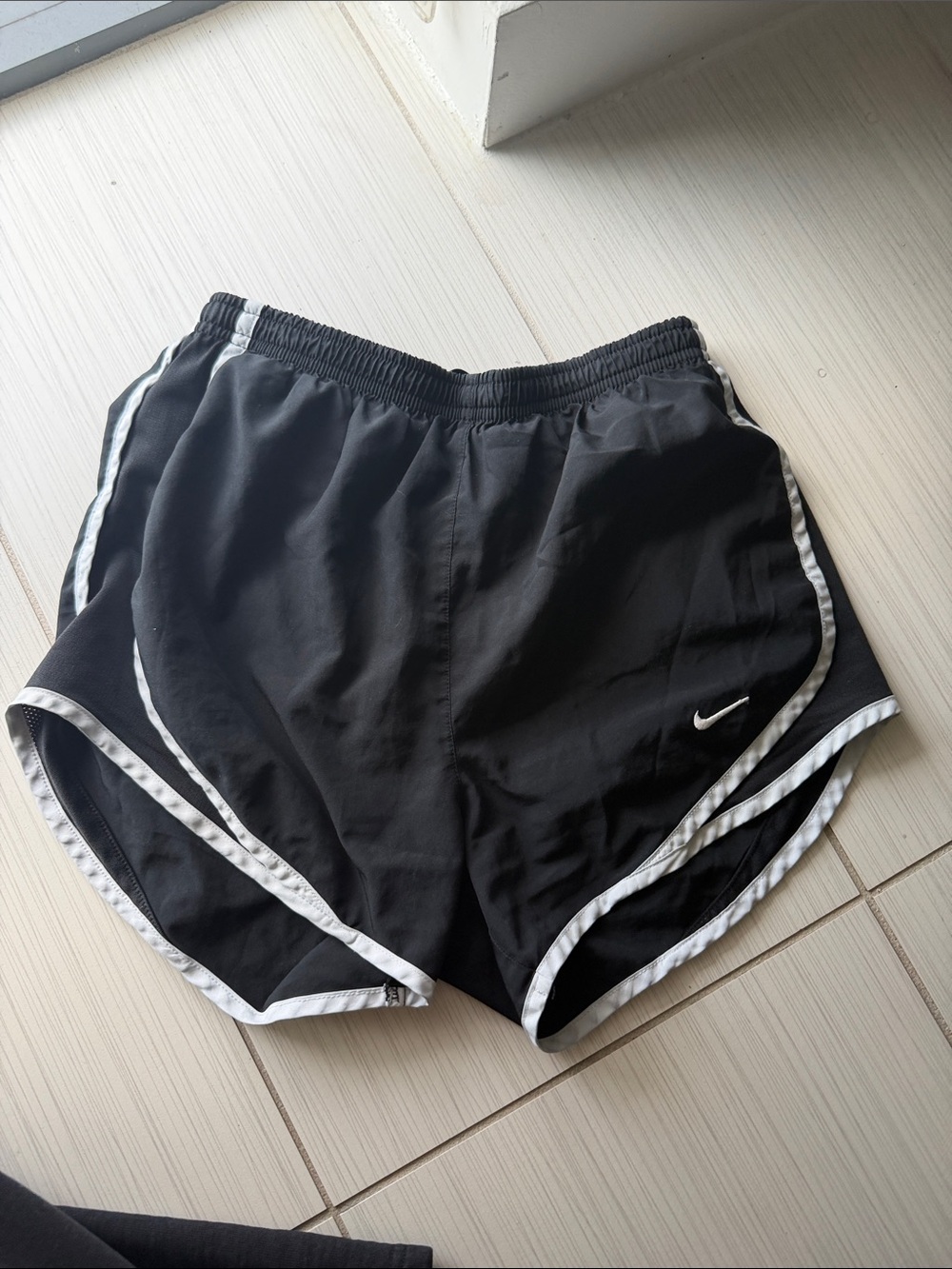 Nike Black Athletic Shorts with White Piping